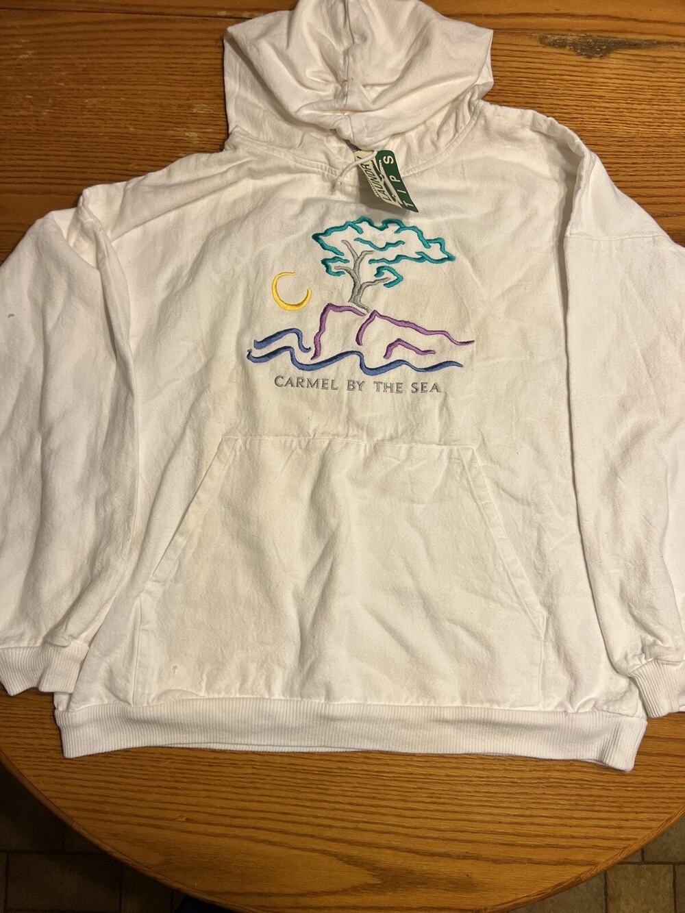 Crazy Shirts Hawaii Carmel By The Sea Hooded Sweatshirt VTG Nos Large